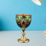 Maxbell Wine Cup Tableware Bar Mini Chalice Collection Vintage Embossed Water Goblet Gold Green