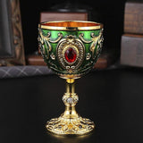 Maxbell Wine Cup Tableware Bar Mini Chalice Collection Vintage Embossed Water Goblet Gold Green