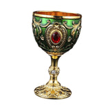 Maxbell Wine Cup Tableware Bar Mini Chalice Collection Vintage Embossed Water Goblet Gold Green