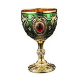 Maxbell Wine Cup Tableware Bar Mini Chalice Collection Vintage Embossed Water Goblet Gold Green