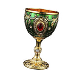 Maxbell Wine Cup Tableware Bar Mini Chalice Collection Vintage Embossed Water Goblet Gold Green