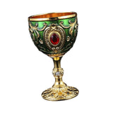 Maxbell Wine Cup Tableware Bar Mini Chalice Collection Vintage Embossed Water Goblet Gold Green