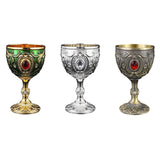 Maxbell Wine Cup Tableware Bar Mini Chalice Collection Vintage Embossed Water Goblet Gold Green