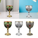 Maxbell Wine Cup Tableware Bar Mini Chalice Collection Vintage Embossed Water Goblet Gold Green