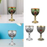 Maxbell Wine Cup Tableware Bar Mini Chalice Collection Vintage Embossed Water Goblet Gold Green
