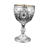 Maxbell Wine Cup Tableware Bar Mini Chalice Collection Vintage Embossed Water Goblet Silver