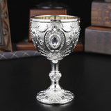 Maxbell Wine Cup Tableware Bar Mini Chalice Collection Vintage Embossed Water Goblet Silver
