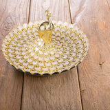 Maxbell Fruit Plate Multi Functional Peacock Cosmetic Tray for Makeup Bathroom Party Gold White