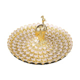 Maxbell Fruit Plate Multi Functional Peacock Cosmetic Tray for Makeup Bathroom Party Gold White
