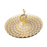 Maxbell Fruit Plate Multi Functional Peacock Cosmetic Tray for Makeup Bathroom Party Gold White