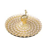 Maxbell Fruit Plate Multi Functional Peacock Cosmetic Tray for Makeup Bathroom Party Gold White