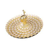 Maxbell Fruit Plate Multi Functional Peacock Cosmetic Tray for Makeup Bathroom Party Gold White