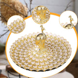 Maxbell Fruit Plate Multi Functional Peacock Cosmetic Tray for Makeup Bathroom Party Gold White