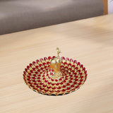 Maxbell Fruit Plate Multi Functional Peacock Cosmetic Tray for Makeup Bathroom Party Gold Red