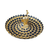 Maxbell Fruit Plate Multi Functional Peacock Cosmetic Tray for Makeup Bathroom Party Gold Blue