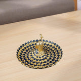 Maxbell Fruit Plate Multi Functional Peacock Cosmetic Tray for Makeup Bathroom Party Gold Blue