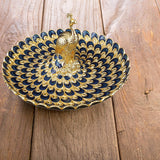 Maxbell Fruit Plate Multi Functional Peacock Cosmetic Tray for Makeup Bathroom Party Gold Blue