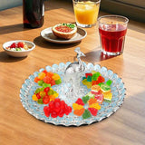 Maxbell Fruit Plate Dessert Display Plate for Dessert Candy Bathroom Jewelry Trinket Silver Blue