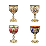 Maxbell Vintage Embossed Water Goblet Home Tiny Drinking Cup European Metal Wine Cup Gold