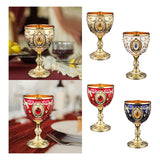 Maxbell Vintage Embossed Water Goblet Home Tiny Drinking Cup European Metal Wine Cup Gold