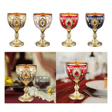 Maxbell Vintage Embossed Water Goblet Home Tiny Drinking Cup European Metal Wine Cup Gold