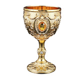 Maxbell Vintage Embossed Water Goblet Home Tiny Drinking Cup European Metal Wine Cup Gold