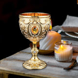 Maxbell Vintage Embossed Water Goblet Home Tiny Drinking Cup European Metal Wine Cup Gold
