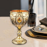 Maxbell Vintage Embossed Water Goblet Home Tiny Drinking Cup European Metal Wine Cup Gold