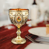 Maxbell Vintage Embossed Water Goblet Home Tiny Drinking Cup European Metal Wine Cup Gold