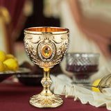 Maxbell Vintage Embossed Water Goblet Home Tiny Drinking Cup European Metal Wine Cup Gold