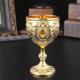 Maxbell Vintage Embossed Water Goblet Home Tiny Drinking Cup European Metal Wine Cup Gold
