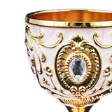 Maxbell Vintage Embossed Water Goblet Home Tiny Drinking Cup European Metal Wine Cup Gold White