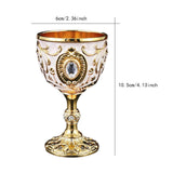 Maxbell Vintage Embossed Water Goblet Home Tiny Drinking Cup European Metal Wine Cup Gold White