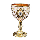 Maxbell Vintage Embossed Water Goblet Home Tiny Drinking Cup European Metal Wine Cup Gold White