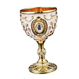 Maxbell Vintage Embossed Water Goblet Home Tiny Drinking Cup European Metal Wine Cup Gold White