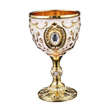 Maxbell Vintage Embossed Water Goblet Home Tiny Drinking Cup European Metal Wine Cup Gold White