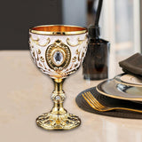 Maxbell Vintage Embossed Water Goblet Home Tiny Drinking Cup European Metal Wine Cup Gold White