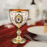 Maxbell Vintage Embossed Water Goblet Home Tiny Drinking Cup European Metal Wine Cup Gold White