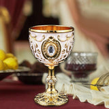 Maxbell Vintage Embossed Water Goblet Home Tiny Drinking Cup European Metal Wine Cup Gold White