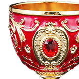 Maxbell Vintage Embossed Water Goblet Home Tiny Drinking Cup European Metal Wine Cup Gold Red