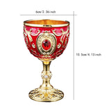 Maxbell Vintage Embossed Water Goblet Home Tiny Drinking Cup European Metal Wine Cup Gold Red