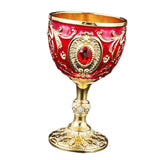 Maxbell Vintage Embossed Water Goblet Home Tiny Drinking Cup European Metal Wine Cup Gold Red