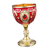 Maxbell Vintage Embossed Water Goblet Home Tiny Drinking Cup European Metal Wine Cup Gold Red