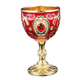 Maxbell Vintage Embossed Water Goblet Home Tiny Drinking Cup European Metal Wine Cup Gold Red