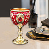 Maxbell Vintage Embossed Water Goblet Home Tiny Drinking Cup European Metal Wine Cup Gold Red