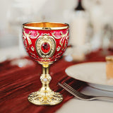 Maxbell Vintage Embossed Water Goblet Home Tiny Drinking Cup European Metal Wine Cup Gold Red