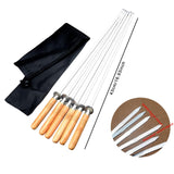 Maxbell 6 Pieces Stainless Steel Flat Skewers BBQ Skewers for Cooking Picnic Camping