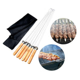 Maxbell 6 Pieces Stainless Steel Flat Skewers BBQ Skewers for Cooking Picnic Camping