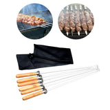 Maxbell 6 Pieces Stainless Steel Flat Skewers BBQ Skewers for Cooking Picnic Camping
