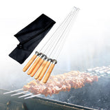 Maxbell 6 Pieces Stainless Steel Flat Skewers BBQ Skewers for Cooking Picnic Camping